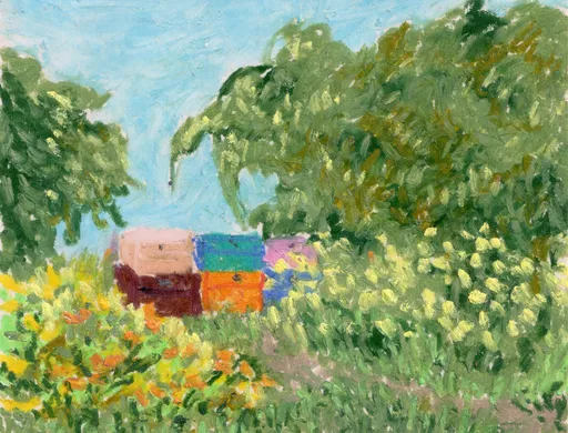Beesy, 2016, oil pastels on paper, 17 x 14 cm