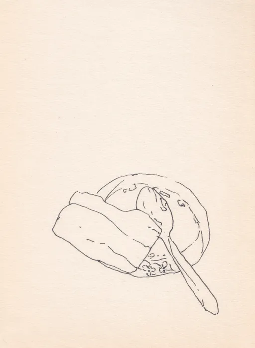 Breakfast Stop, 2024, technical pen on paper, 14 x 10 cm