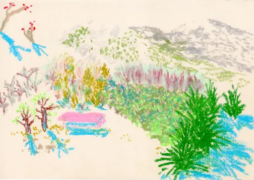 Chalus County II, 2022, oil pastel on paper, 20 x 14 cm