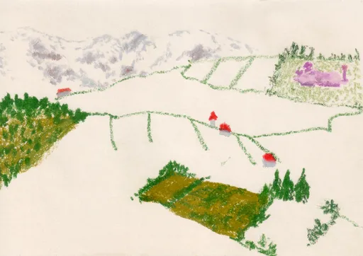 Chalus County, 2022, oil pastel on paper, 20 x 14 cm