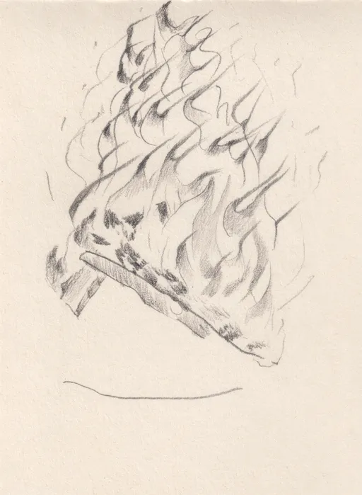 Fire I, Semirom Series, 2025, pencil on paper, 14 x 10 cm