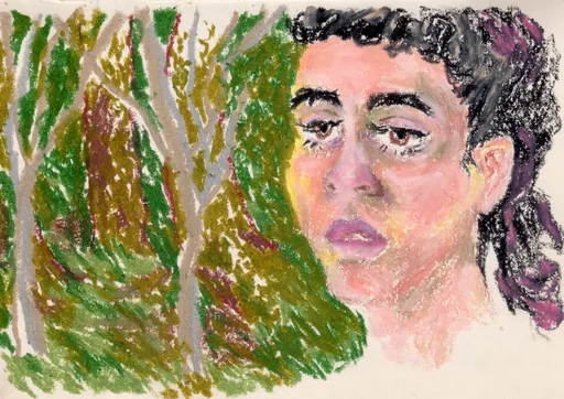 Golsa, 2022, oil pastel on paper, 20 x 14 cm