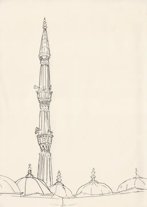 Hagia Sophia Mosque from Outside, 2019, ink on paper, 21 x 14.5 cm