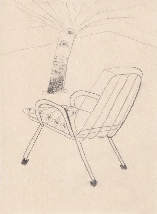 In Memory of David Hockney, Semirom Series, 2025, pencil on paper, 14 x 10 cm
