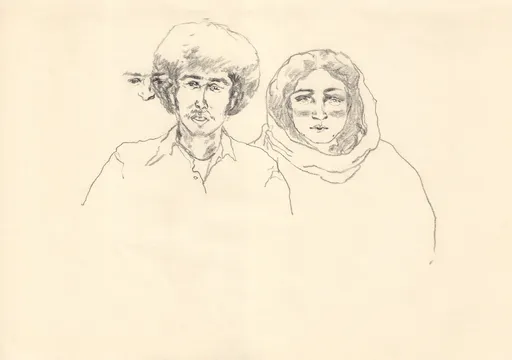 Keyknaz and Jefferson, 2020, pencil on paper, 21 x 14.5 cm