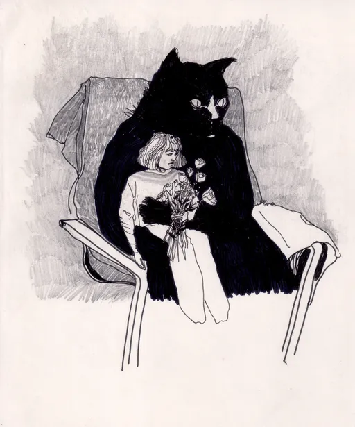 Mother Daughter Time, 2019, pencil and ink on paper, 19 x 15 cm