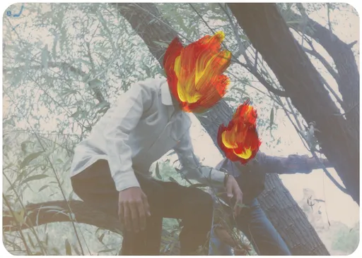 OUTSIDER No. 18, 2023, acrylic on photograph, 12.5 x 8.5 cm
