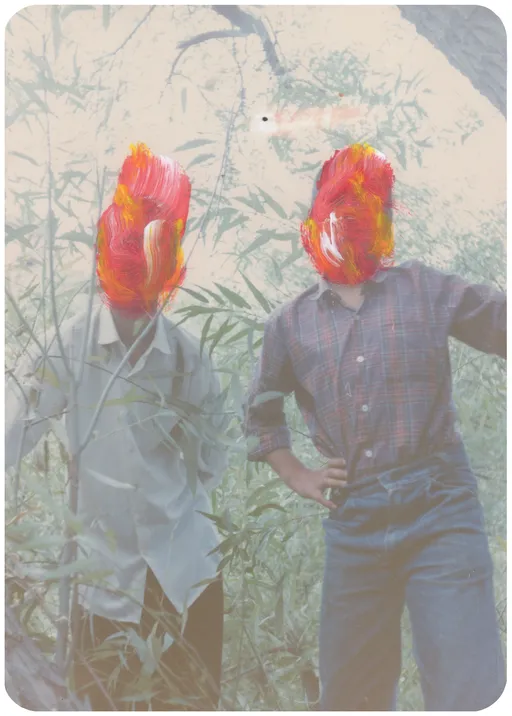 OUTSIDER No. 28, 2023, acrylic on photograph, 12.5 x 8.5 cm