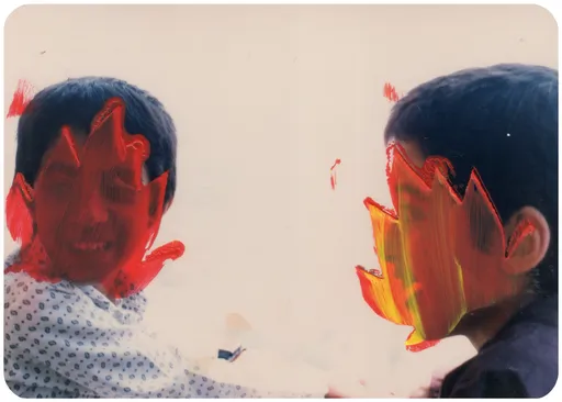 OUTSIDER No. 43, 2023, acrylic on photograph, 12.5 x 8.5 cm