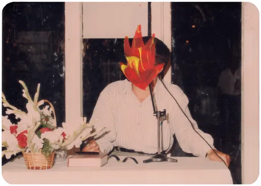 OUTSIDER No. 44, 2023, acrylic on photograph, 12.5 x 8.5 cm
