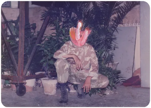 OUTSIDER No. 52, 2023, acrylic on photograph, 12.5 x 8.5 cm