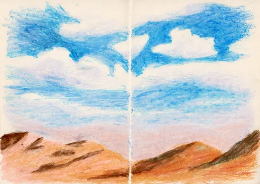 Road to Home, 2024, oil pastel on paper, 28 x 18 cm