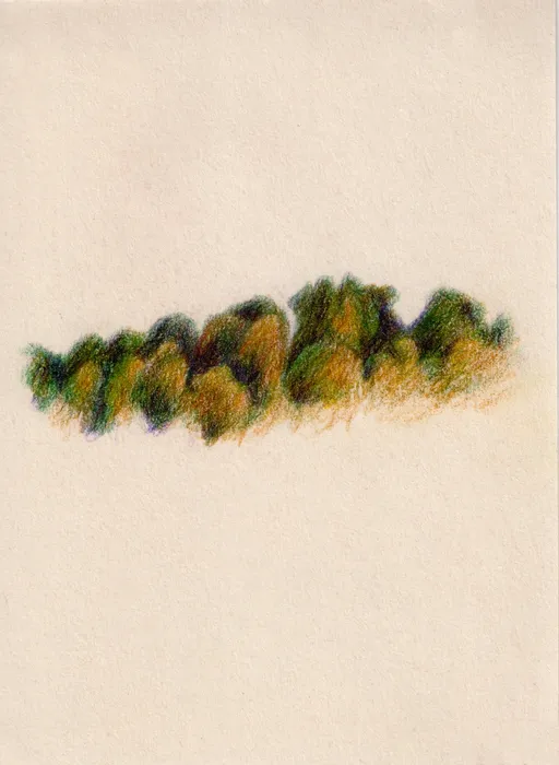 Road to Kashan, 2024, colored pencil on paper, 14 x 10 cm