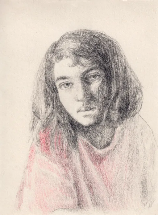 Sad One, 2025, colored pencil on paper, 14 x 10 cm