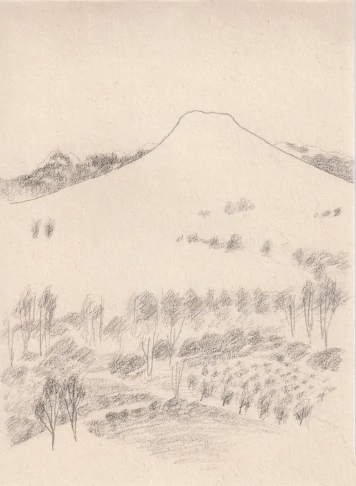 Semirom Countryside, Semirom Series, 2025, pencil on paper, 14 x 10 cm