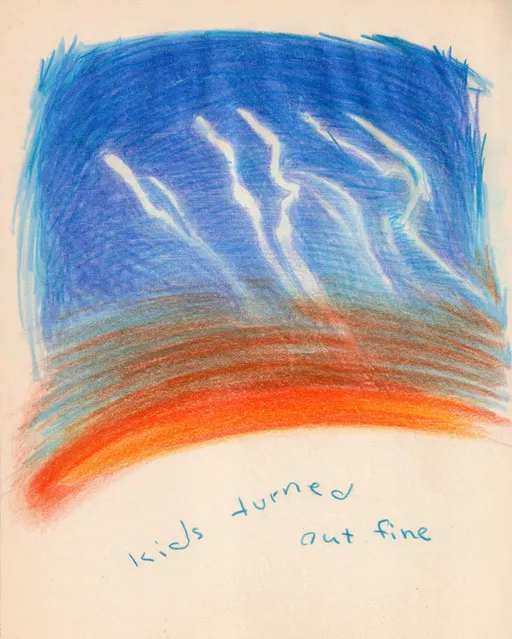 Kids Turned Out Fine, 2025, colored pencil on paper, 26 x 19 cm