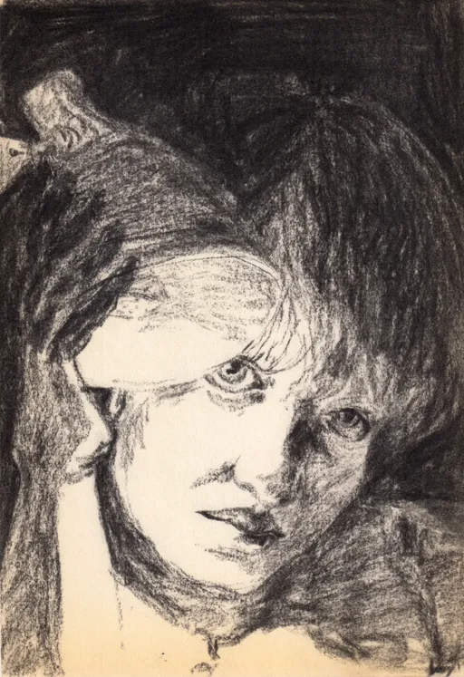 Extra With the Lighting, 2016, charcoal on paper 27.5 x 19 cm