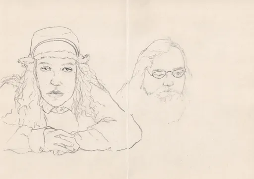 Tina and Ehsan, 2020, pencil on paper, 28 x 18 cm