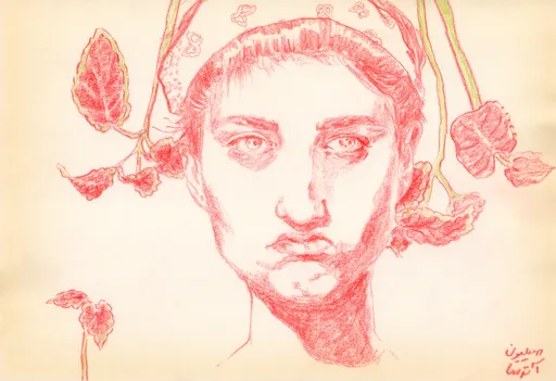 Vermilion, 2017, conté on paper, 27.5 x 18.5 cm