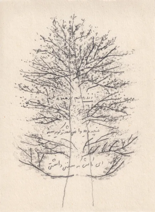 Wish You Had Something to Say, Semirom Series, 2025, pencil on paper, 14 x 10 cm
